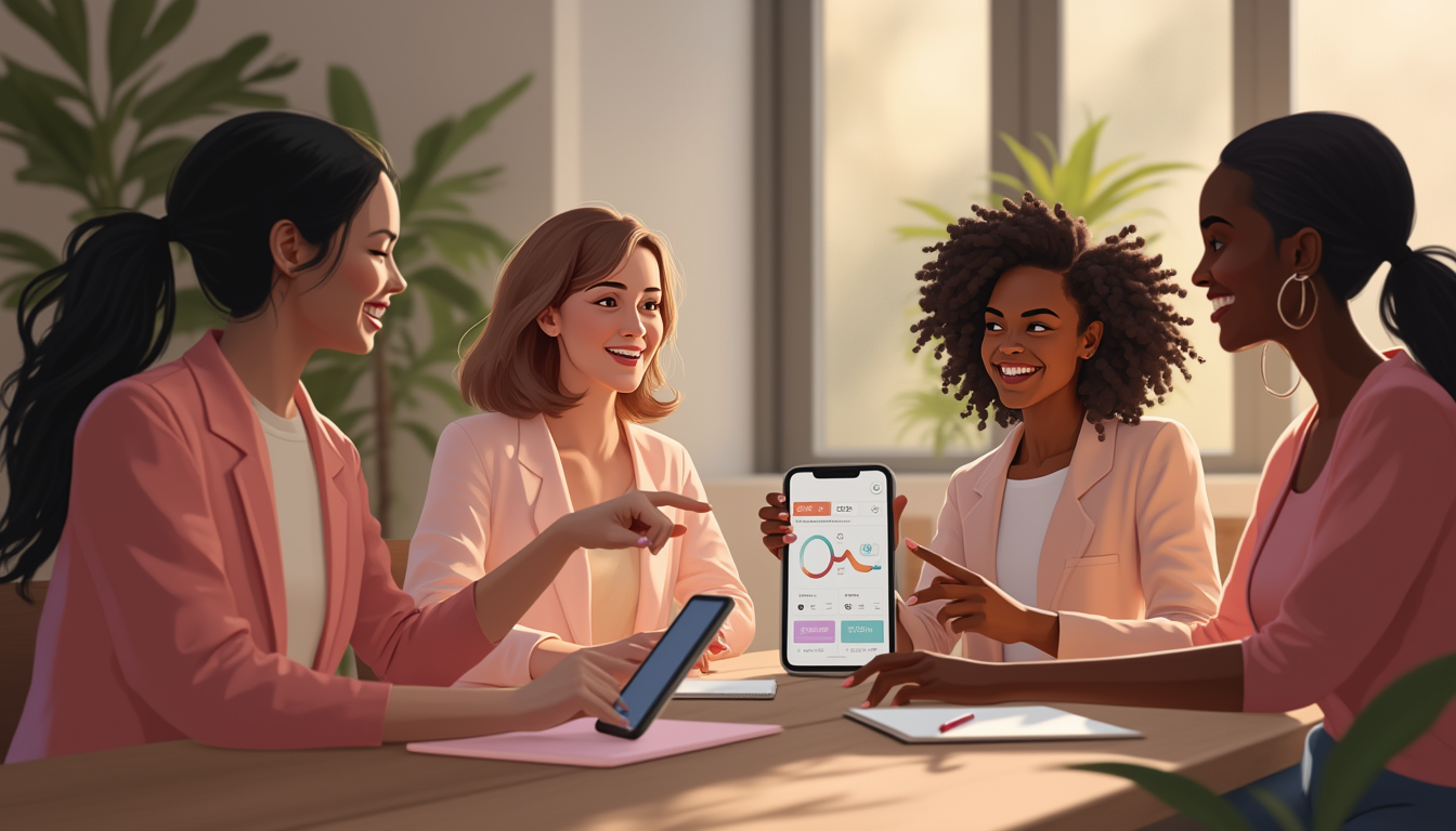 Women collaborating on EndoPal app